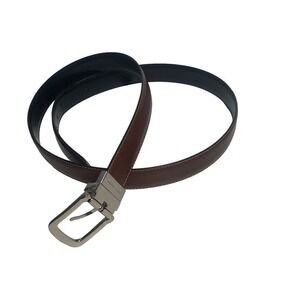 Tommy‎ Hilfiger Belt Mens 44 1 1/4 W Brown Leather Stitched Edge Logo Buckle